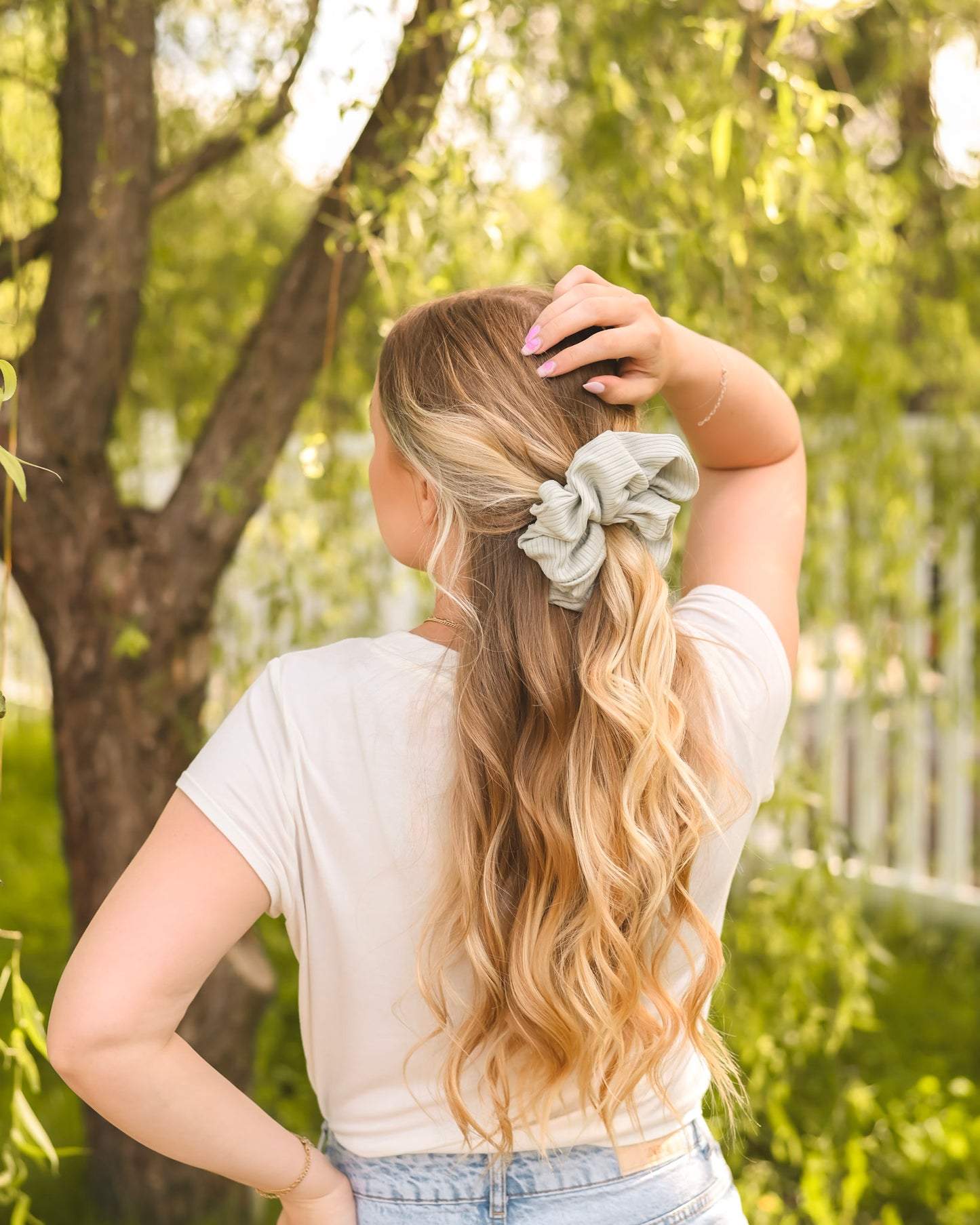 Soft Sage Ribbed XL Scrunchie