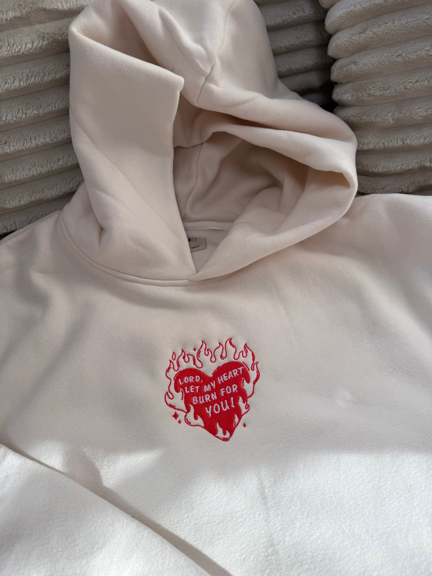 Lord let my heart burn embroidered hoodie