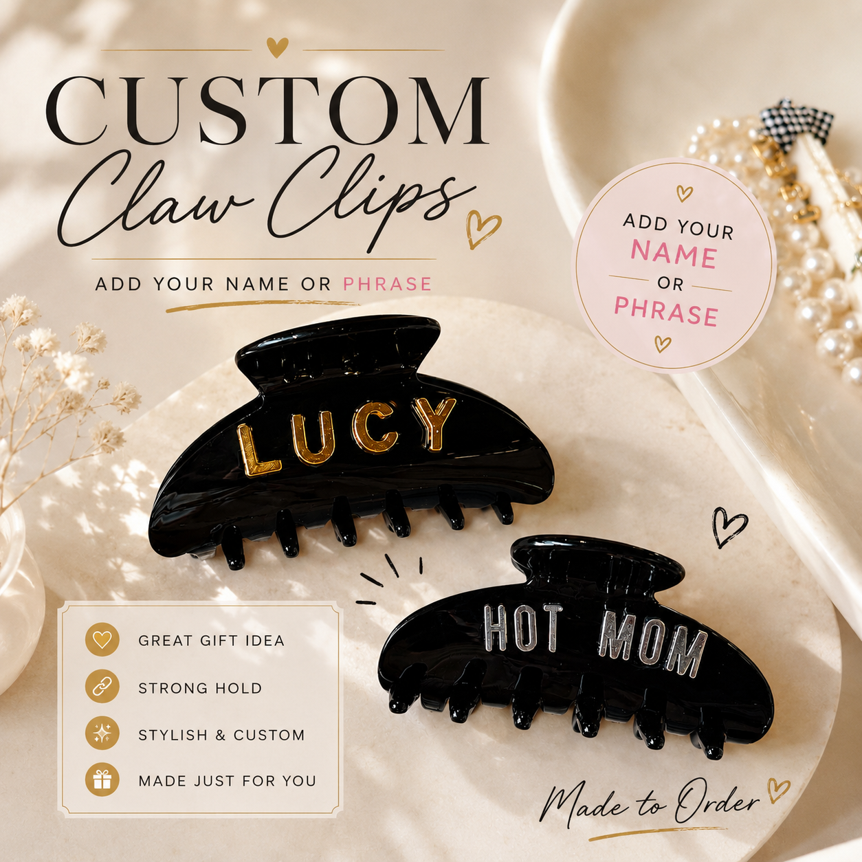 Custom Name Claw Clip