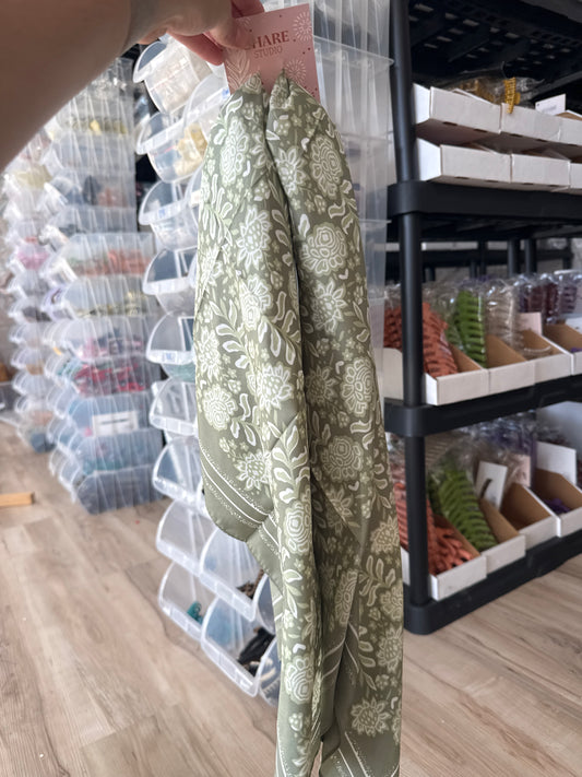 Satin Floral Sage Bandana