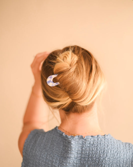 Blue Toile Hair Pin