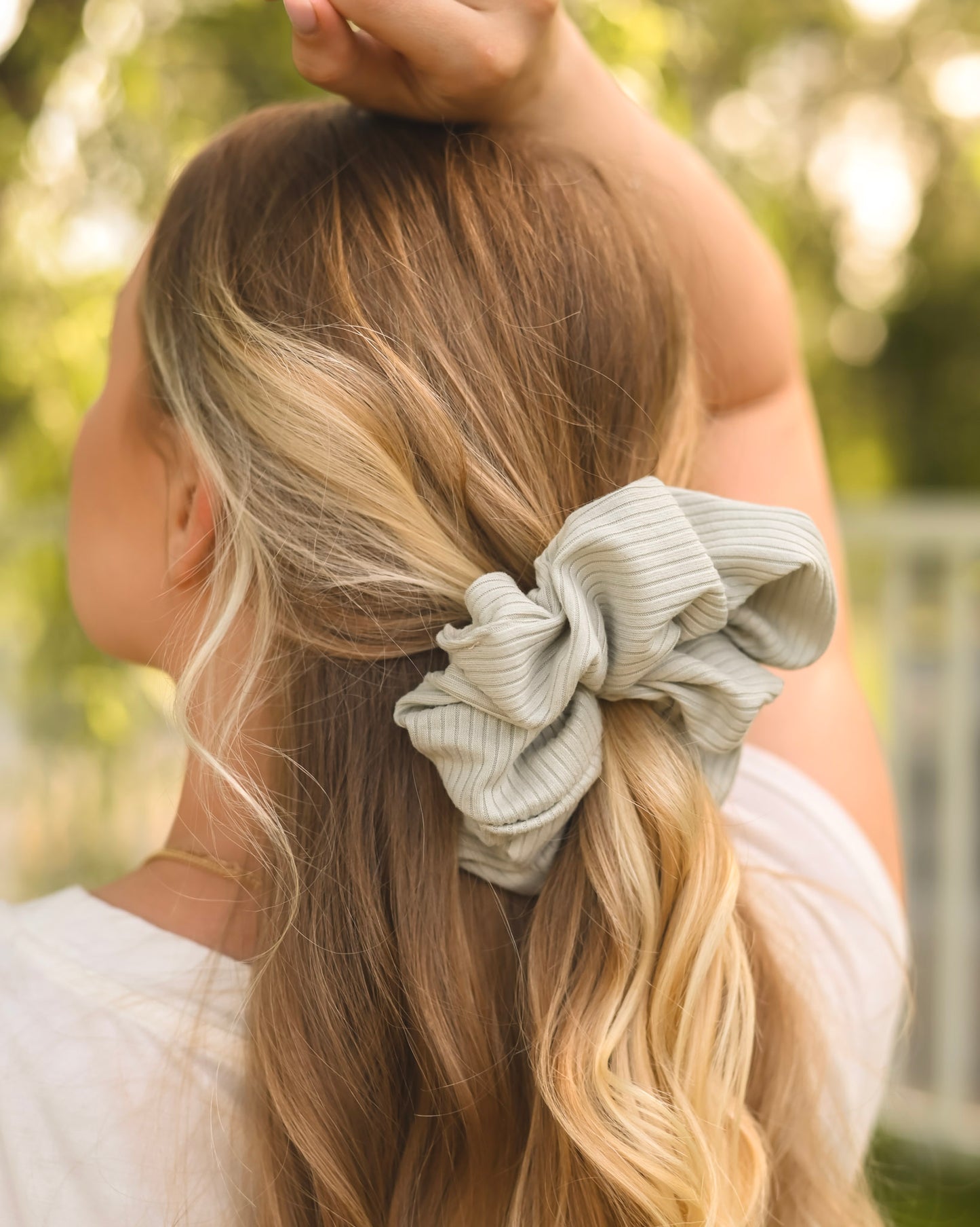Soft Sage Ribbed XL Scrunchie