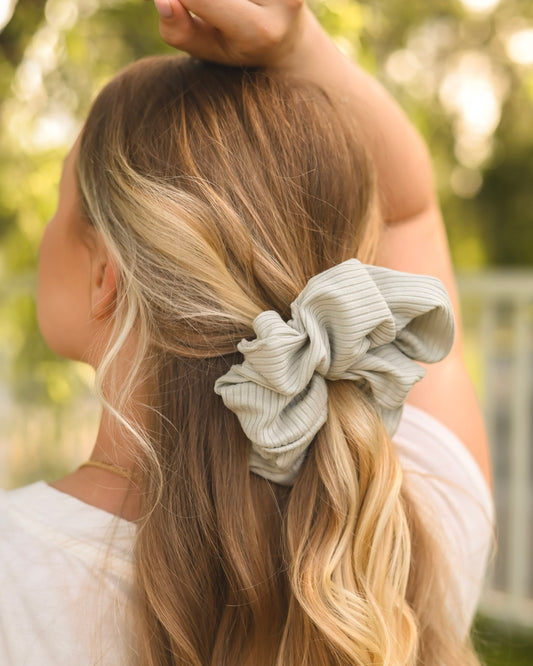 Soft Sage Ribbed XL Scrunchie