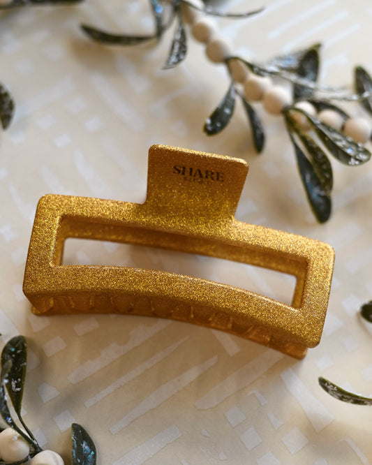 Gold Glitter Jumbo Claw Clip