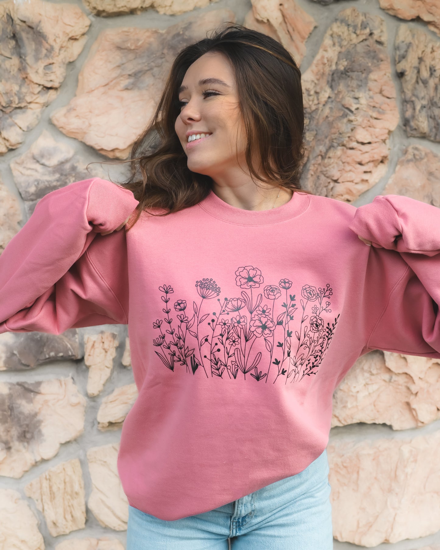 Pick Me Flowers Mauve Crewneck