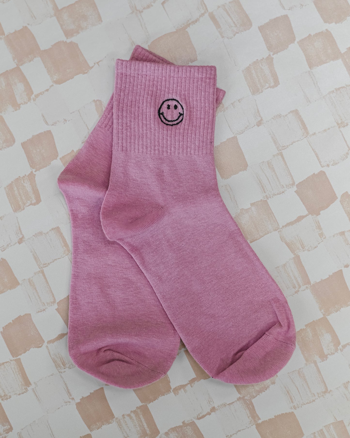Embroidered Smiley Crew Socks