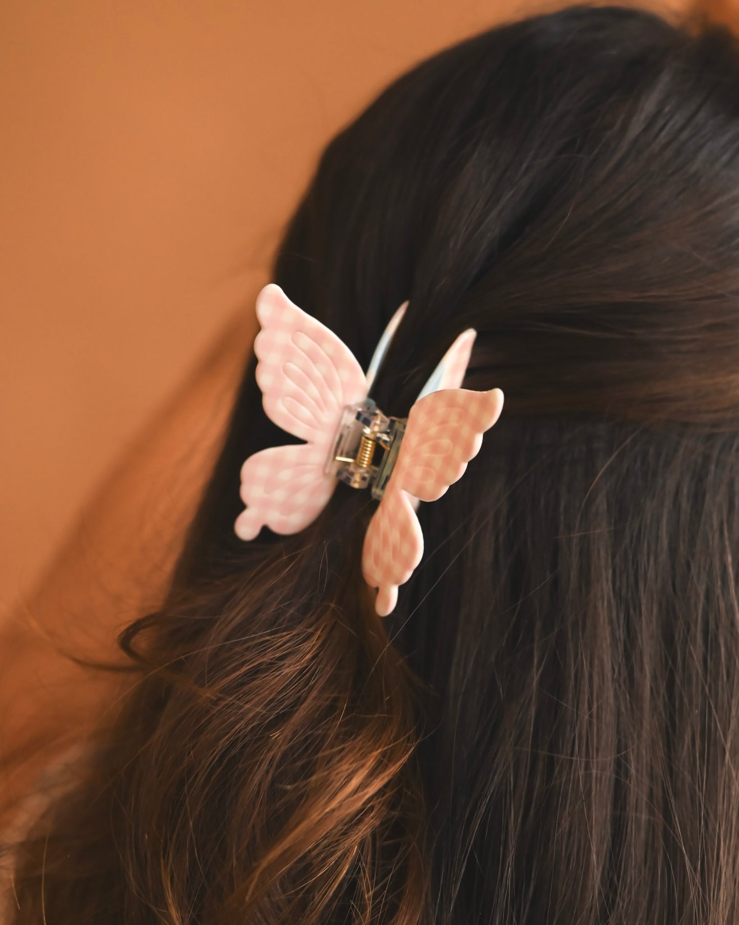 Gingham Girl Butterfly Claw Clip