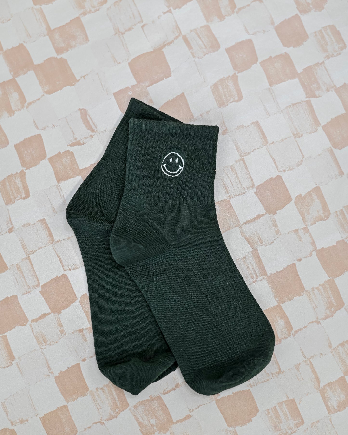 Embroidered Smiley Crew Socks