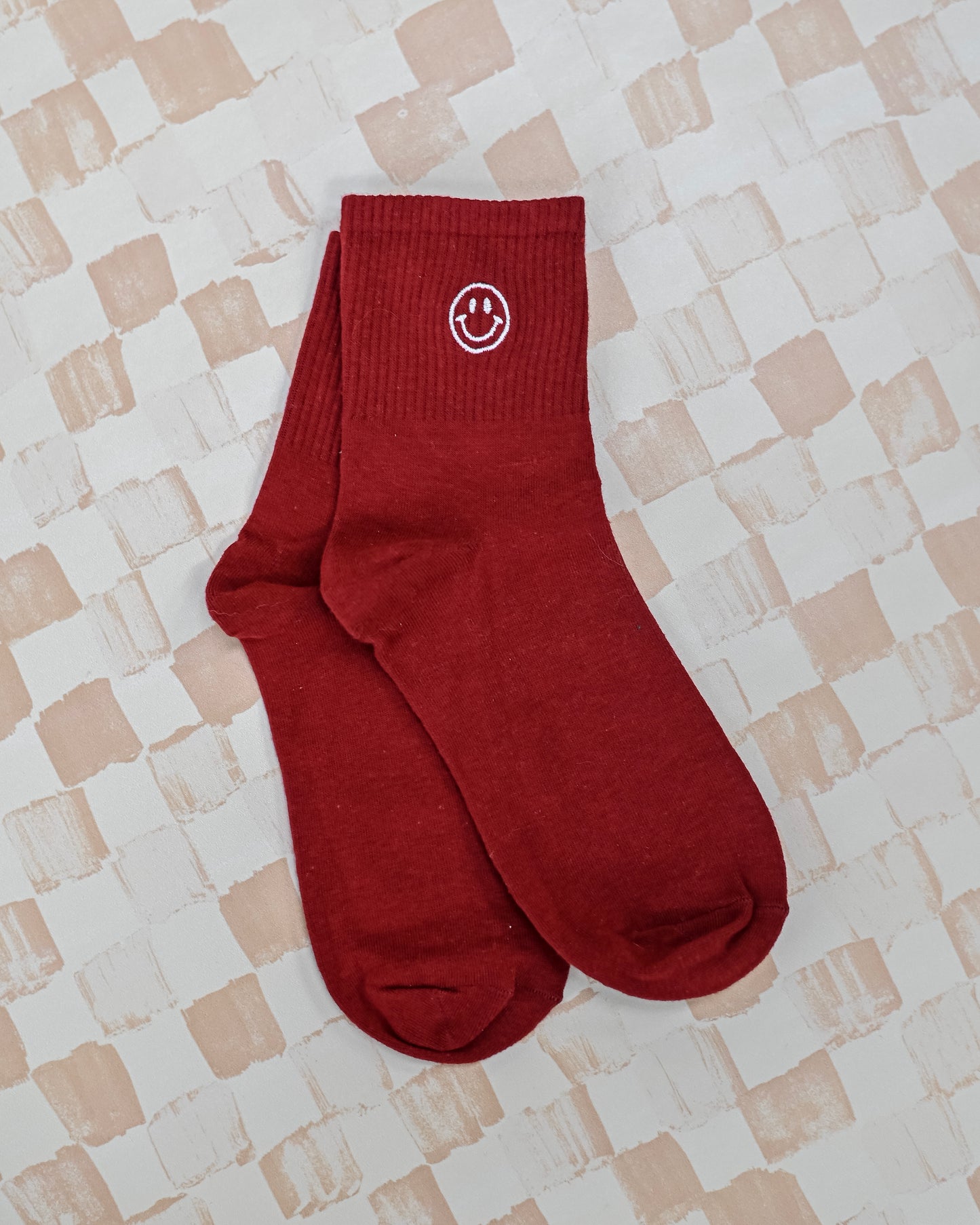 Embroidered Smiley Crew Socks
