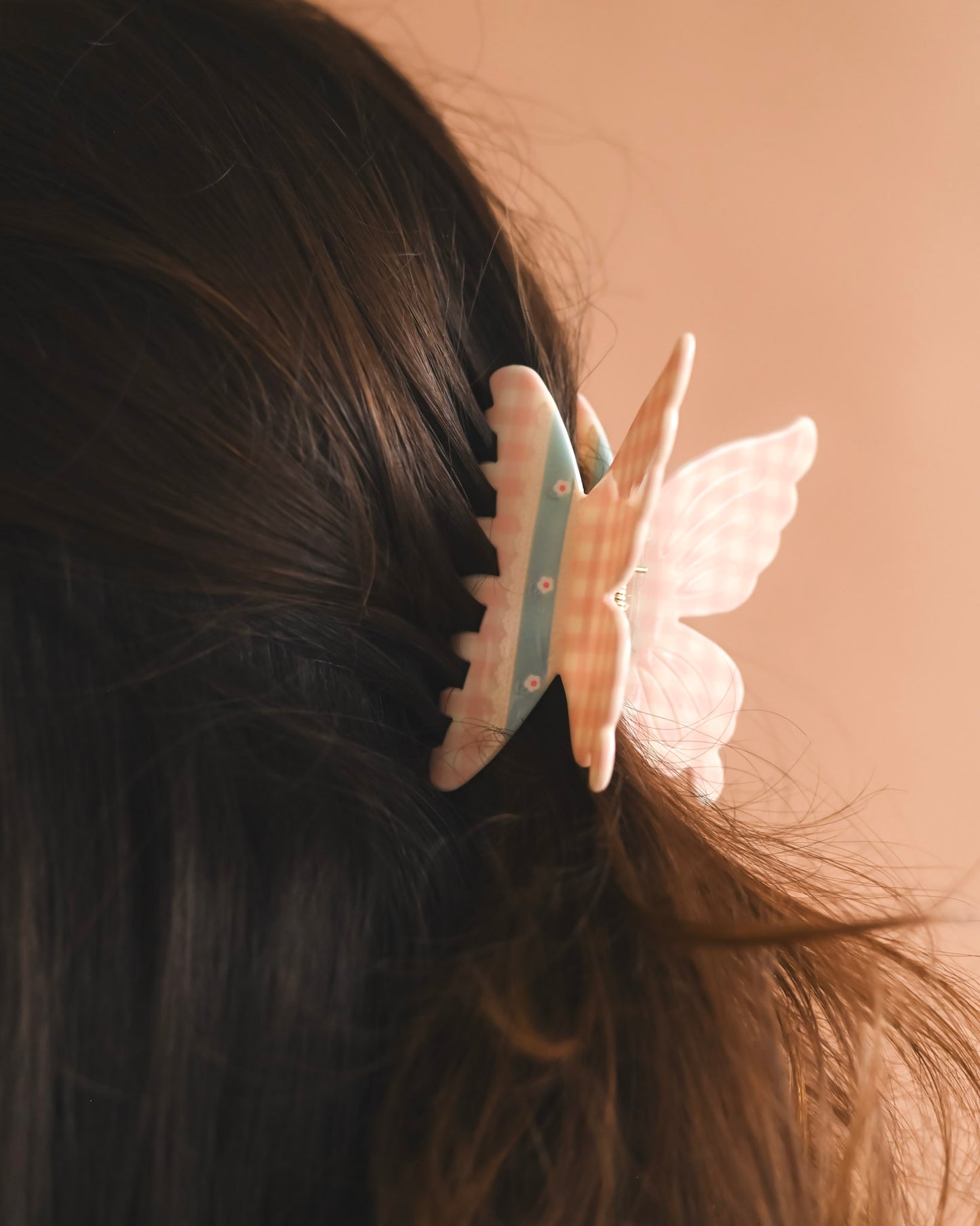 Gingham Girl Butterfly Claw Clip