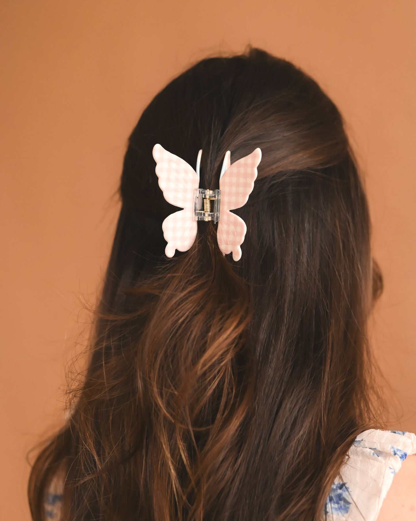 Gingham Girl Butterfly Claw Clip