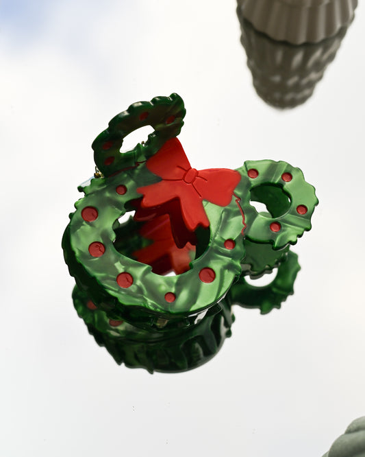 Mickey Christmas Wreath Claw Clip