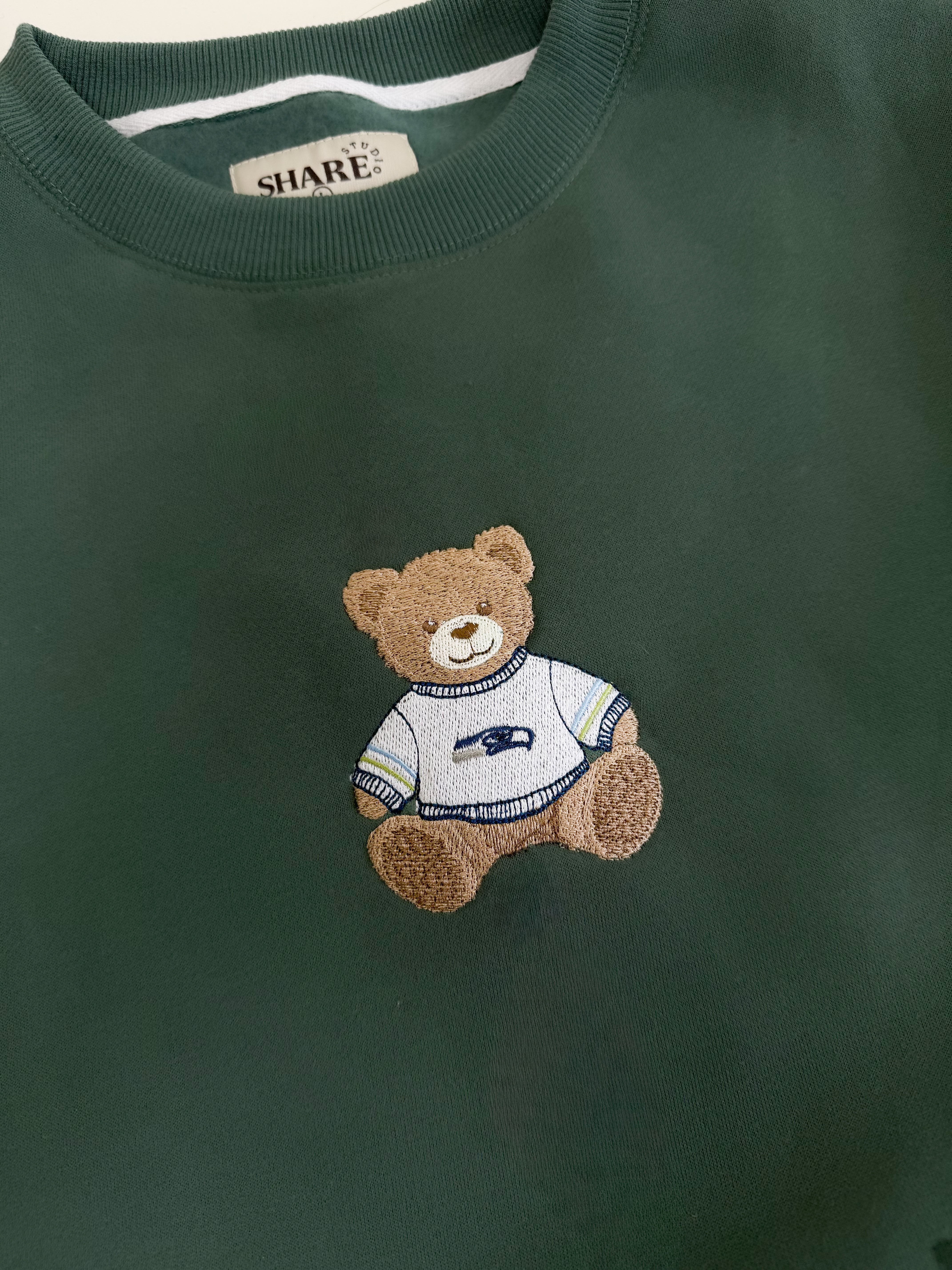 Embroidered Seattle Super Bowl Bear Crewneck – Share Studio
