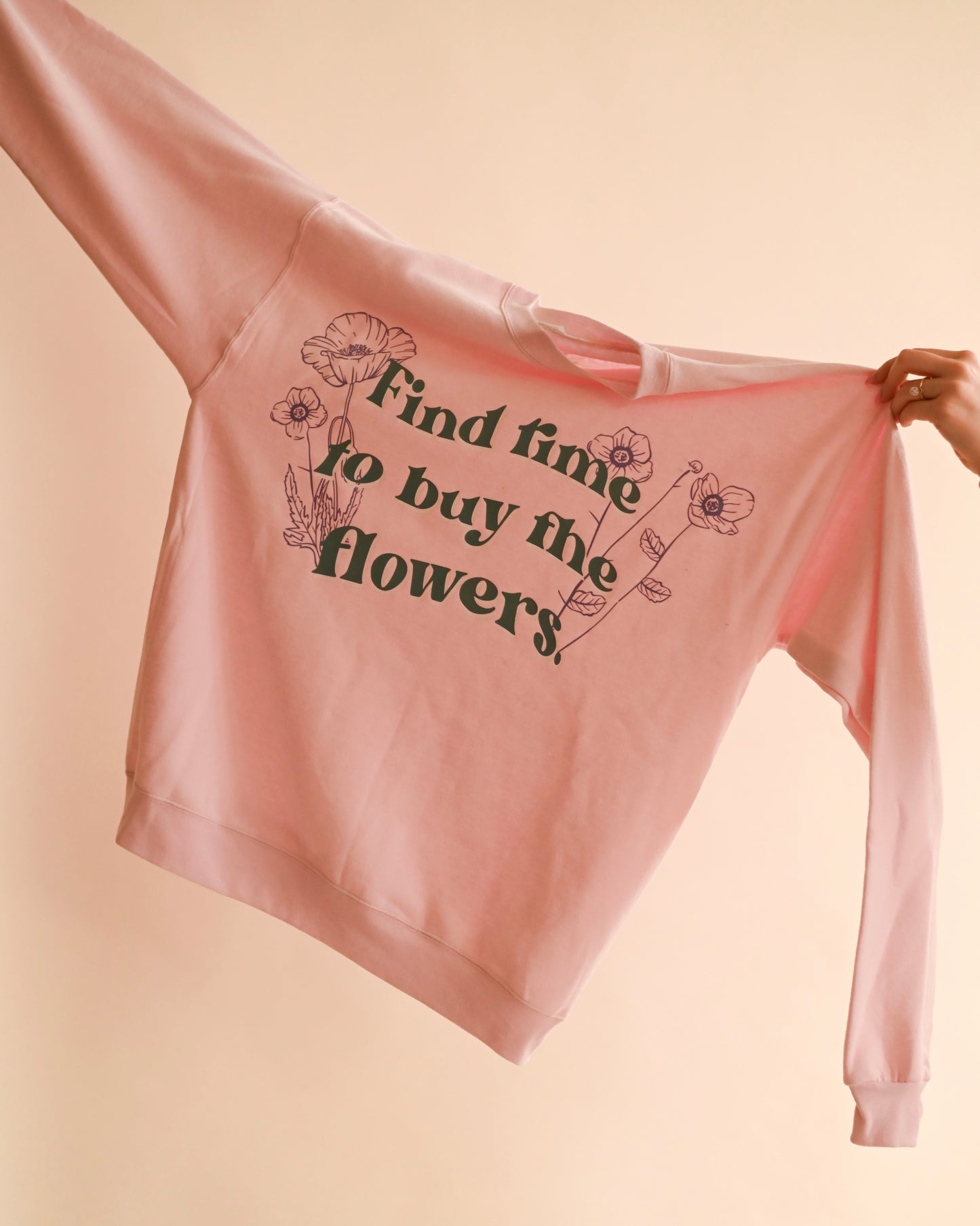 Buy The Flowers Pink Crewneck