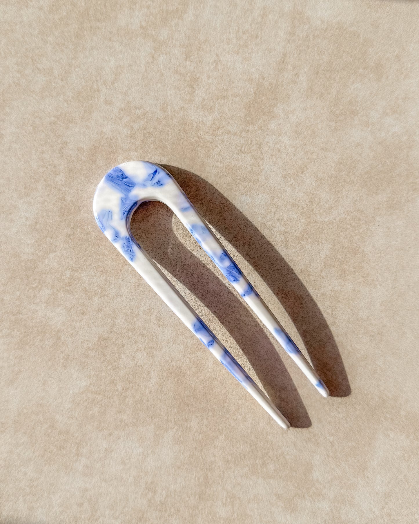 Blue Toile Hair Pin