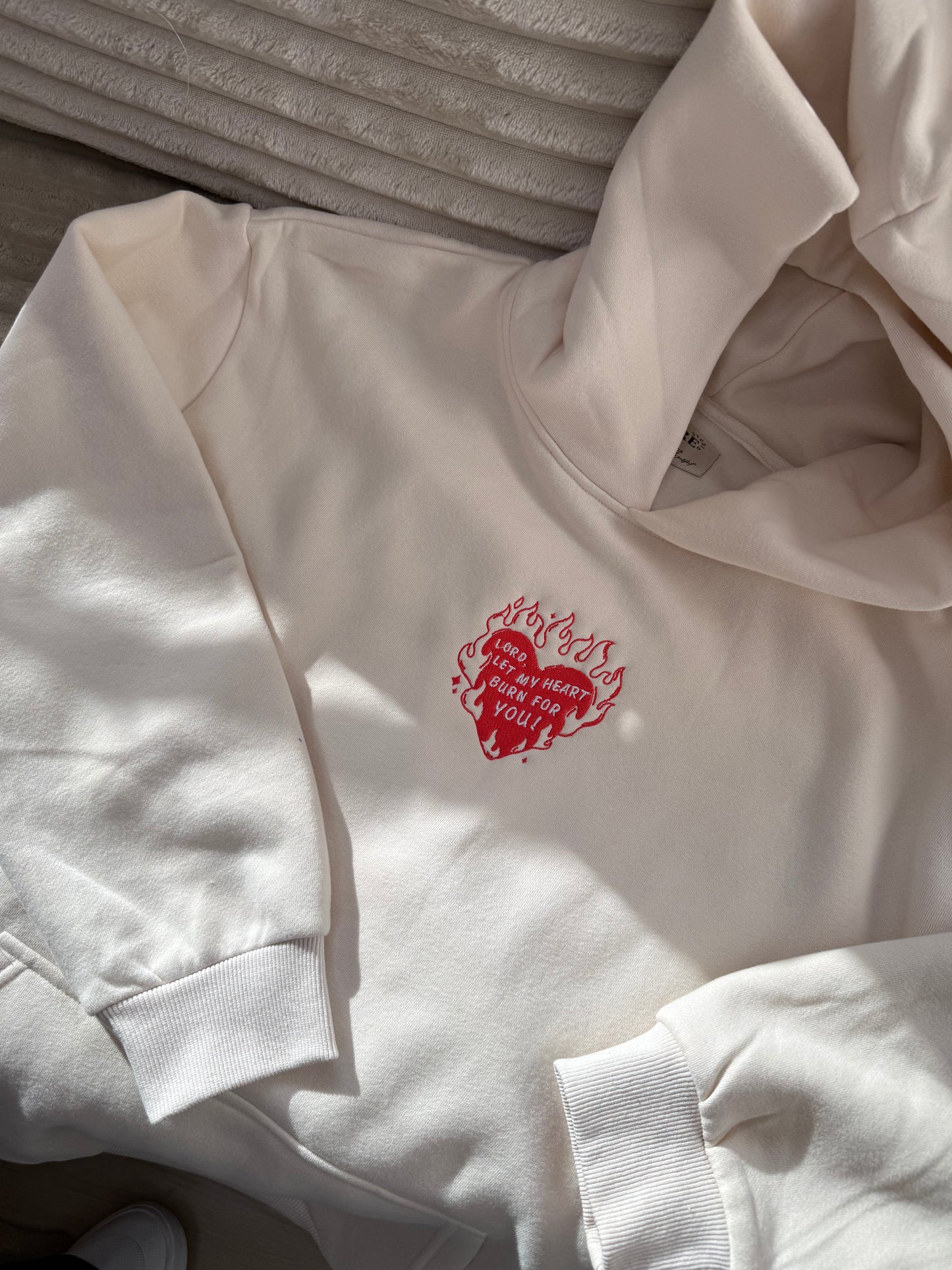 Lord let my heart burn embroidered hoodie