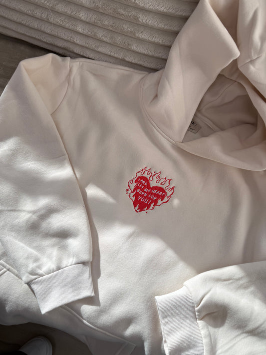 Lord let my heart burn embroidered hoodie
