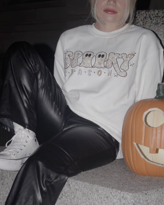 White spooky hippy crewneck