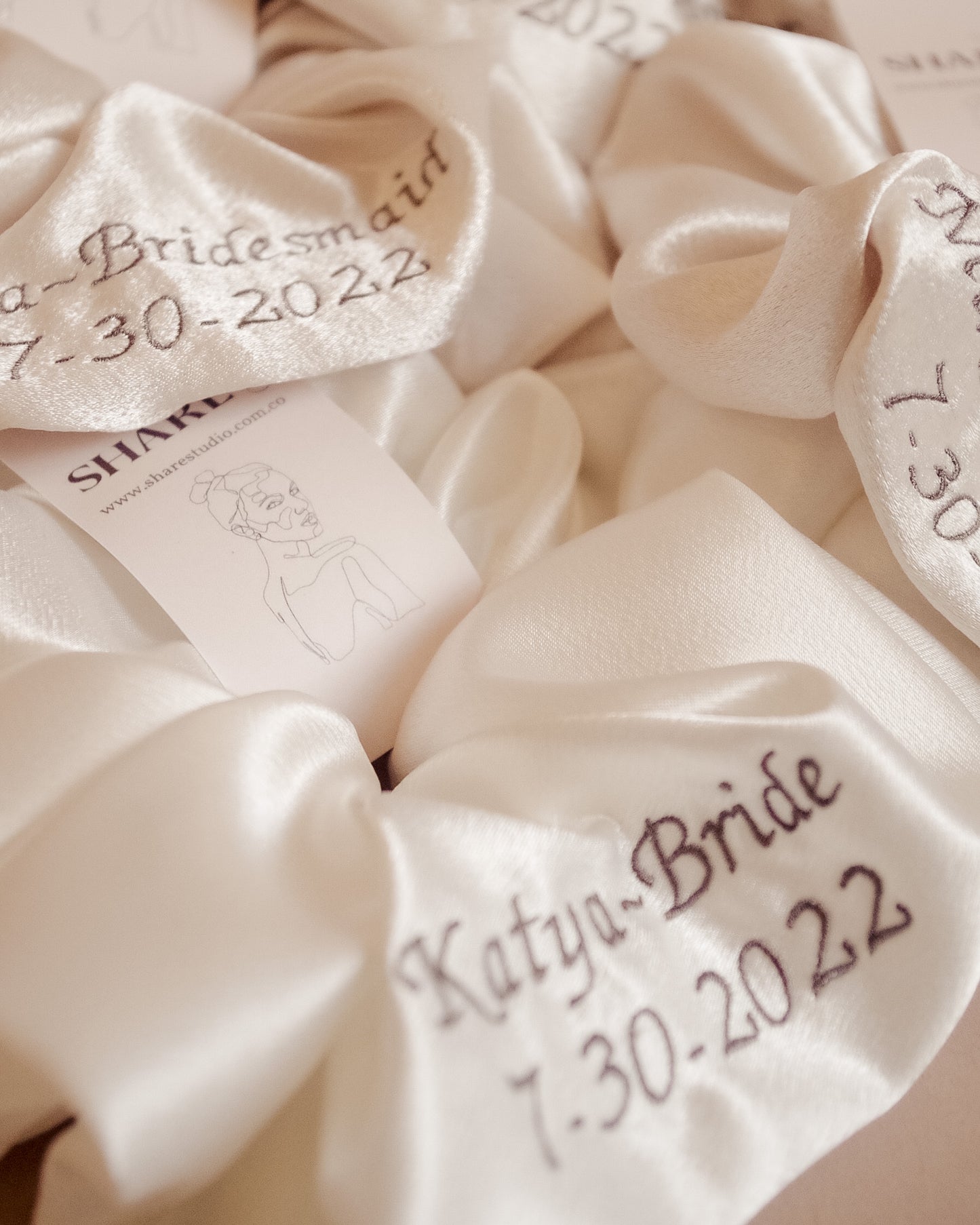 Custom Embroidered Bridal Scrunchie