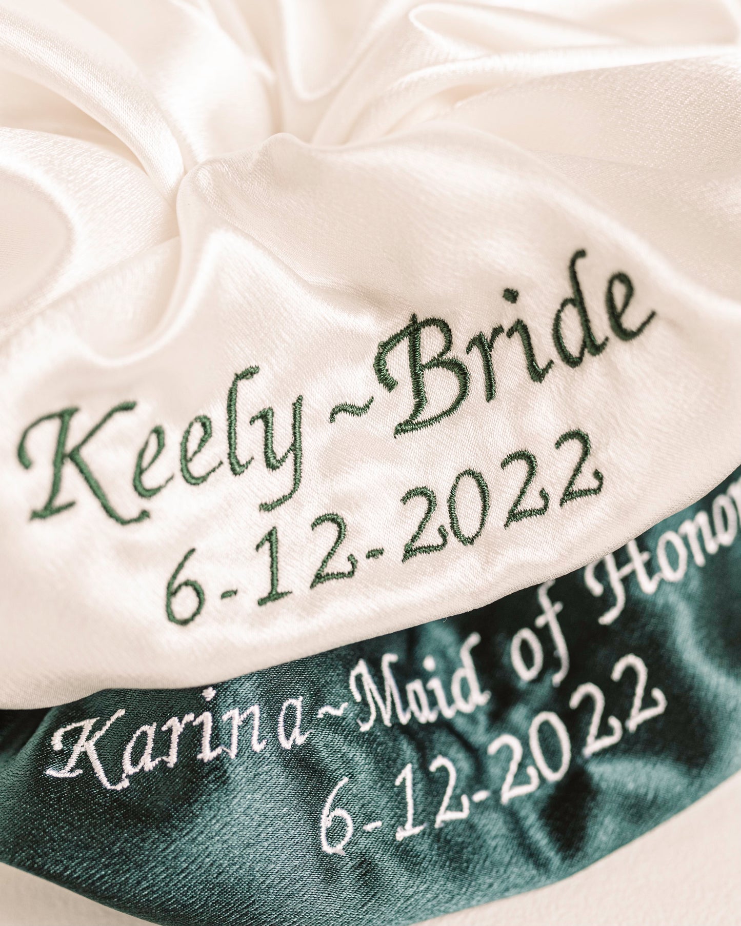 Custom Embroidered Bridal Scrunchie